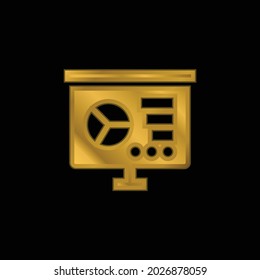 Analytics gold plated metalic icon or logo vector