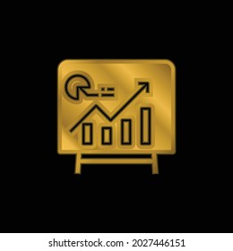 Analítico icono metálico chapado en oro o vector de logotipo