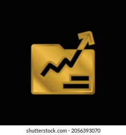 Analytics gold plated metalic icon or logo vector