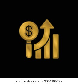 Analytics gold plated metalic icon or logo vector
