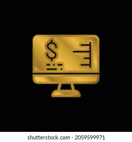 Analytics gold plated metalic icon or logo vector