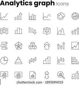 Analytics graph, chart icon set