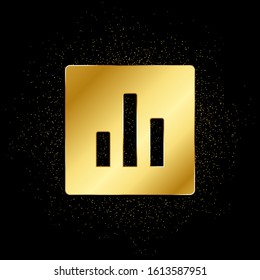 analytics, graph gold icon. Vector illustration of golden particle background.