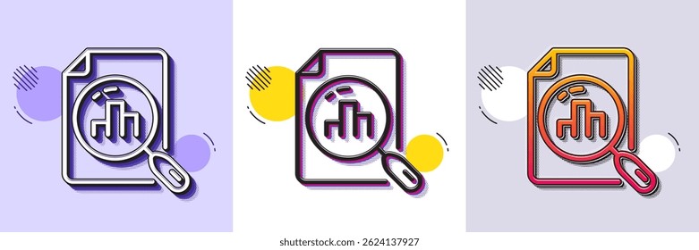 Analytics graph line icon. Halftone dotted pattern. Gradient icon with grain shadow. Column chart sign. Growth diagram symbol. Line analytics graph icon. Various designs. Vector