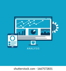 Gráficos de análisis y conceptos de negocio de búsqueda