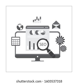 Analytics graph and seo business flat design concept