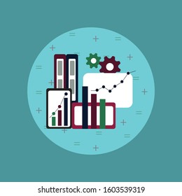 Analytics graph and seo business on mobile device