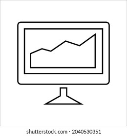 Analítica, gráfico, seo, icono de informe de negocios. Diseño de vector de contorno.