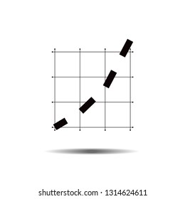 Analytics graph statistic icon flat designed black and white vector graphic