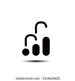 Analytics graph statistic icon flat designed black and white vector graphic