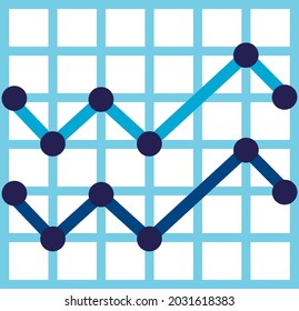 Analytics graph stats, illustration, vector, on a white background.