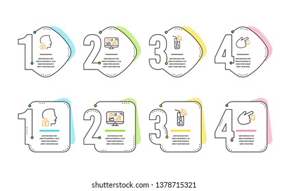 Analytics graph, Water glass and Unlock system icons simple set. Blood donation sign. Growth report, Soda drink, Access granted. Injury. Business set. Infographic timeline. Line analytics graph icon
