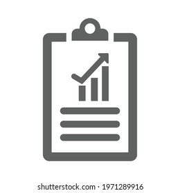 Analytics, growth data, report icon. Gray vector graphics.