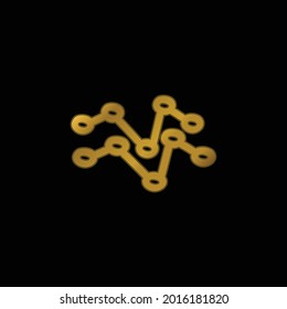 Analytics Hand Drawn Lines gold plated metalic icon or logo vector