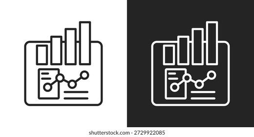 Analytics Icon In Black And White Line Style