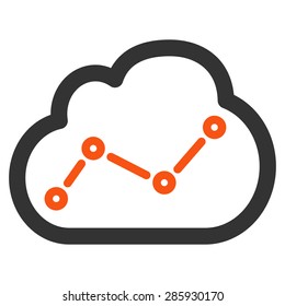 Analytics icon from Business Bicolor Set. This flat vector symbol uses orange and gray colors, rounded angles, and isolated on a white background.