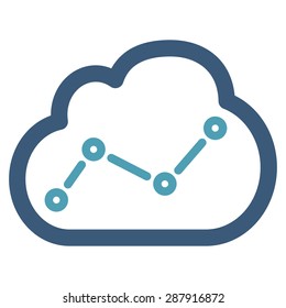 Analytics icon from Business Bicolor Set. This flat vector symbol uses cyan and blue colors, rounded angles, and isolated on a white background.