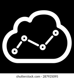 Analytics icon from Business Bicolor Set. This flat vector symbol uses white color, rounded angles, and isolated on a black background.