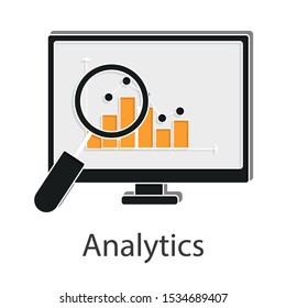 Analytics icon concept on white background. Creative idea design for your project. Flat Vector illustration use for  presentation, mobile app, or web page.