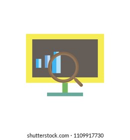 Analytics icon data flat vector illustration chart isolated computer data design report digital plan