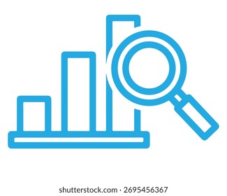 Icono de análisis aislado sobre fondo blanco que representa el análisis de datos, la inteligencia de negocios y las métricas de rendimiento, enfatizando los conocimientos y la toma de decisiones estratégicas