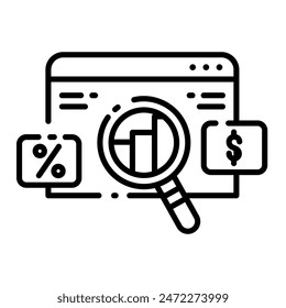 Ilustración vectorial de línea de iconos de Analytics
