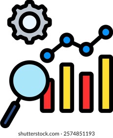 Analytics Icon Lineal Color Vector Illustration
