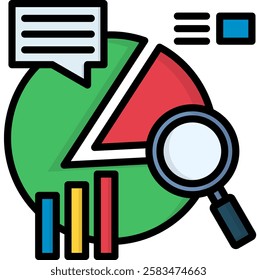 Analytics Icon Lineal Color Vector Illustration