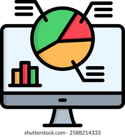 Analytics Icon Lineal Color Vector Illustration