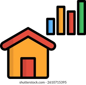 Analytics Icon Lineal Color Vector Illustration