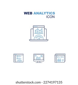 Analytics Icon for Measuring Website Performance and SEO Success. Vector editable stroke and color.