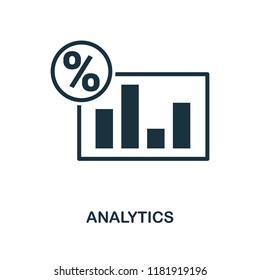 Analytics icon. Monochrome style design from business collection. UI. Pixel perfect simple pictogram analytics icon. Web design, apps, software, print usage.