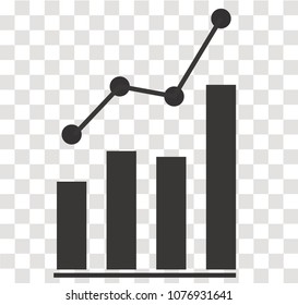 analytics icon on transparent. analytics sign. flat style. bar chart analytics symbol.