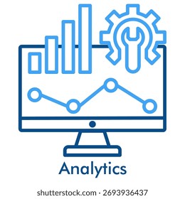 Icono de análisis. Estilo de icono de color de contorno. Análisis de gráficos de datos y símbolo de inteligencia empresarial.