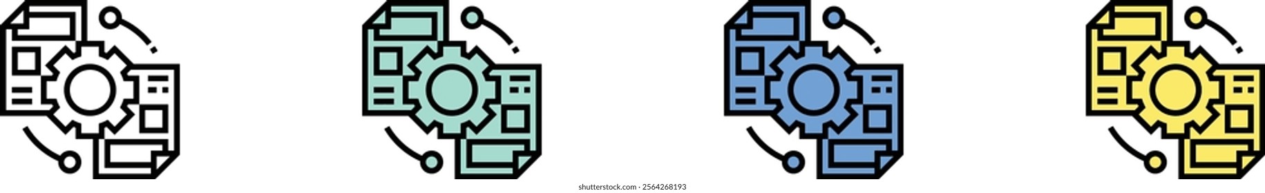 analytics icon. Outline, Green, Blue and Yellow Style Design Isolated On White Background