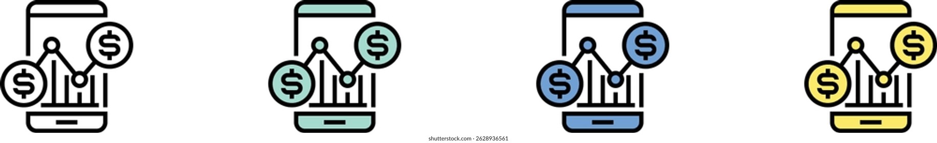 analytics icon. Outline, Green, Blue and Yellow Style Design Isolated On White Background
