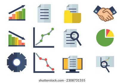Analytics icon pack, icons for business and finance. vector illustration.