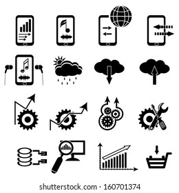 analytics icon set, cloud computing icon set