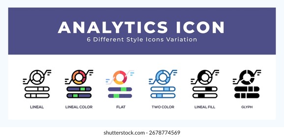 Ícone analítico definido com estilos diferentes. Elementos de design para o logotipo. Ilustração vetorial.