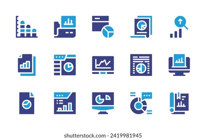 Analytics icon set. Duotone color. Vector illustration. Containing data analytics, web analytics, analytic, analytics.