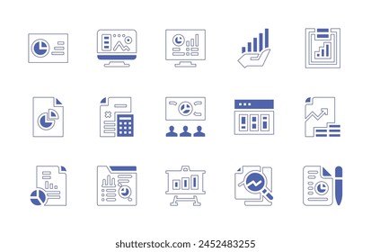 Analytics icon set. Duotone style line stroke and bold. Vector illustration. Containing analysis, analytics, hand, data analytics, design, monitoring.