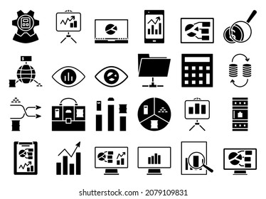 Analytics Icon Set. Fully editable vector illustration. Text expanded.