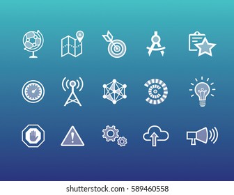 Analytics icon sets on color background