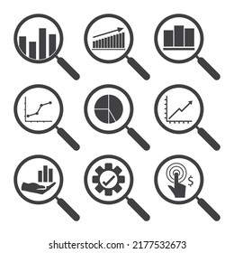 Analytics icon set.Vector illustration style is flat iconic symbol, Analytics, Statistics line icons.