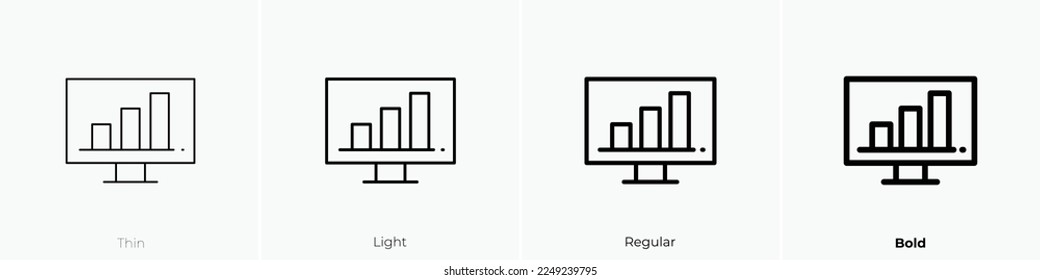analytics icon. Thin, Light Regular And Bold style design isolated on white background