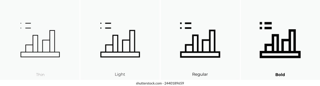 analytics icon. Thin, Light Regular And Bold style design isolated on white background