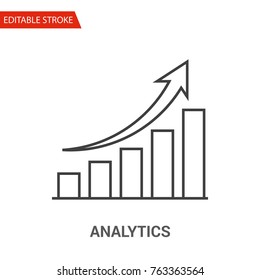 Analytics Icon. Thin Line Vector Illustration. Adjust stroke weight - Expand to any Size - Easy Change Colour - Editable Stroke - Pixel Perfect