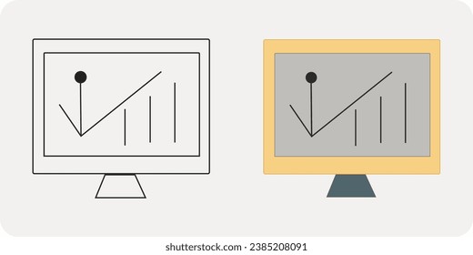 Analytics icon vector collection line art.