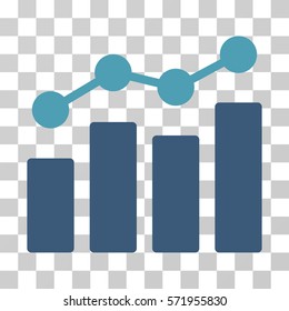 Analytics icon. Vector illustration style is flat iconic bicolor symbol, cyan and blue colors, transparent background. Designed for web and software interfaces.