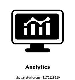 Analytics icon vector isolated on white background, logo concept of Analytics sign on transparent background, filled black symbol